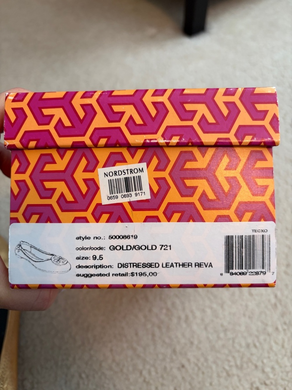 Tory Burch Metallic Gold Logo Reva Ballet Flats 9.5 - Picture 7 of 7